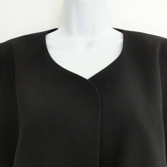 NWT EILEEN FISHER WOMAN Black Round Neck Straight Open Jacket Coat 24W - Picture 3 of 7